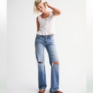 Abercrombie & Fitch 90s Straight Low Rise Curve Love Jeans Distressed 8/29